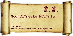 Modránszky Mária névjegykártya