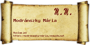 Modránszky Mária névjegykártya